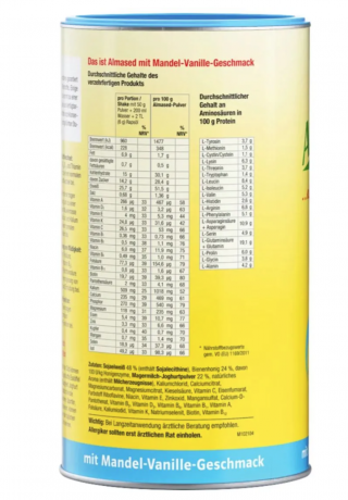 Almased Vitalkost Mandel-Vanille Pulver 500g x 2stk, Коктейль для похудения  Миндаль-Ваниль, протеиновый напиток для снижения веса, заменитель питания, белковая смесь 2 шт х 500 г