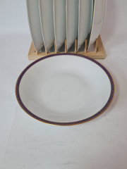 Набор тарелок винтажных PMR Jager &amp; Co Bavaria, белый фарфор с золотисто-голубым узором, 7 шт х 23 x 4 см, Германия, 1960-70гг.