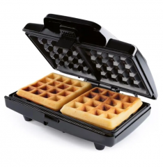 GOURMETmaxx Waffeleisen Belgische Waffeln 750W schwarz, Вафельница для бельгийских вафель, 750 Вт, антипригарное покрытие, Cool Touch, компактная, 22x17,6x8 см, алюминий, нержавеющая сталь