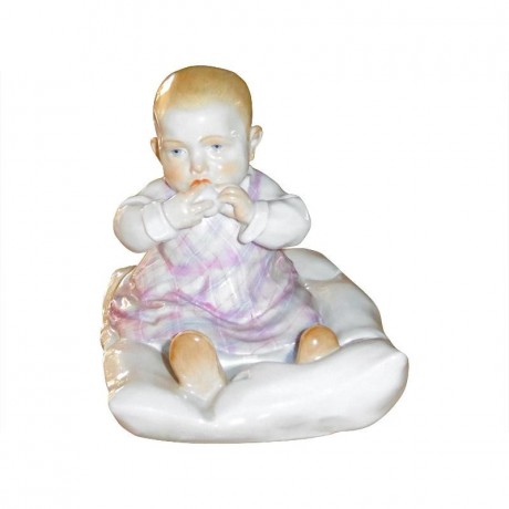 Meissen Meissen 'Figur bunt staffiert' Kind auf Kissen h: 12,5 cm Мейсен "красочно украшенная фигурка" ребенок на подушке h: 12,5 см