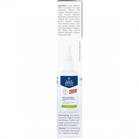 SALTHOUSE Anti-Juckreiz Kopfhaut-Fluid Akut, 75 ml, SALTHOUSE несмываемый флюид Anti-Juckreiz Kopfhaut-Fluid Akut против зуда с ниацинамидом, пантенолом и аллантоином для сухой кожи головы, 75 мл