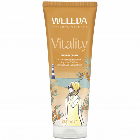 Weleda SANDDORN Vitality Vitalisierungsdusche Sanddorn, 200 ml, Облепиховый крем-гель для душа Vitality с грейпфрутом и мандарином, 200 мл