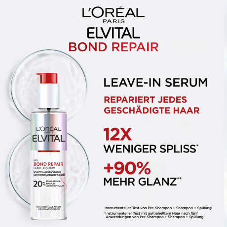 L'Oreal Paris Elvital Leave-In Haarserum Bond Repair Anti-Haarschaeden, 150 ml, Несмываемая сыворотка с лимонной кислотой для повреждённых волос, укрепление и блеск, 150 мл