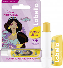 Labello Disney Princess Jasmin Mango Shine, Бальзам для губ коллекция Дисней Принцесса Жасмин, с маслом ши и церамидами для питания и защиты от сухости, аромат манго, 4,8 г