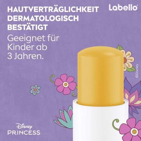 Labello Disney Princess Jasmin Mango Shine, Бальзам для губ коллекция Дисней Принцесса Жасмин, с маслом ши и церамидами для питания и защиты от сухости, аромат манго, 4,8 г