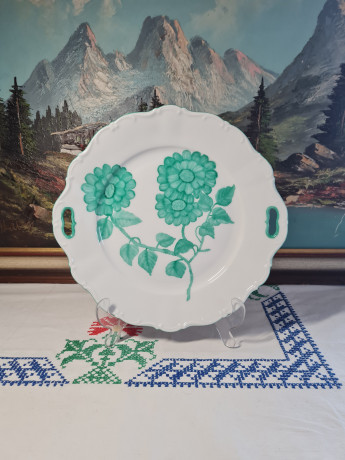 Seltmann Weiden Bavaria Тарелка с зеленым декором и фактурным рисунком, 27 см, Германия, 1960-70гг.