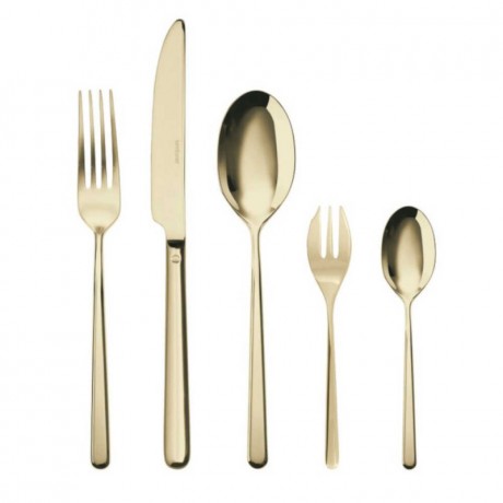 Sambonet Sambonet Linear - Edelstahl / PVD champagnerfarben Besteckset 30-tlg. Vollheft / Monoblock Sambonet Linear - набор столовых приборов из нержавеющей стали / PVD цвета шампанского, 30 предм. Полный буклет/моноблок