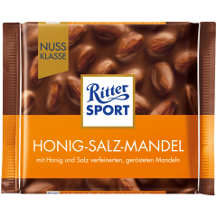 Ritter Sport Honig-Salz-Mandel Молочный шоколад с жаренными орехами и медом 100г