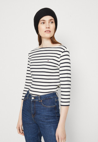 Tommy Hilfiger SLIM CODY STP B-NK 3/4SLV Long sleeved top breton white/desert sky SLIM CODY STP B-NK 3/4SLV Топ с длинными рукавами бретонский белый/небо пустыни