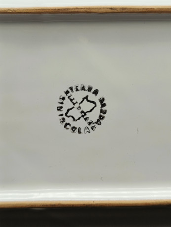 Блюдо винтажное Artiganato Sardo (Сардиния) с изображением птицы, фарфор, 21.5 х 15.5 см, Италия, 1970-80гг.