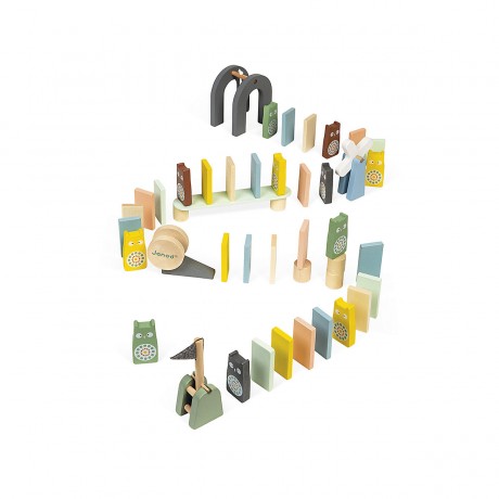 Janod 28 Holzdominos Kollektion Sweet Cocoon Babyund Kleinkindspielzeug Farbe auf Wasserbasis Geschicklichkeitsspiel Entwicklung von Feinmotorik und Konzentration Ab 3 Jahren 28 деревянных домино Коллекция Sweet Cocoon Игрушки для малышей Краски на водной
