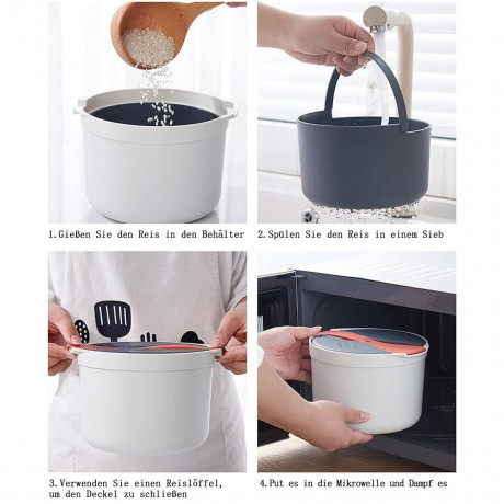 Yoyaxi Yoyaxi Reiskocher Mikrowellen-Reiskocher 2 Liter Fassungsvermogen, gute Versiegelung, Mikrowellen- und spulmaschinenfest Grun Рисоварка Yoyaxi Микроволновая рисоварка — емкость 2 литра, хорошая герметичность, можно использовать в микроволновой печи