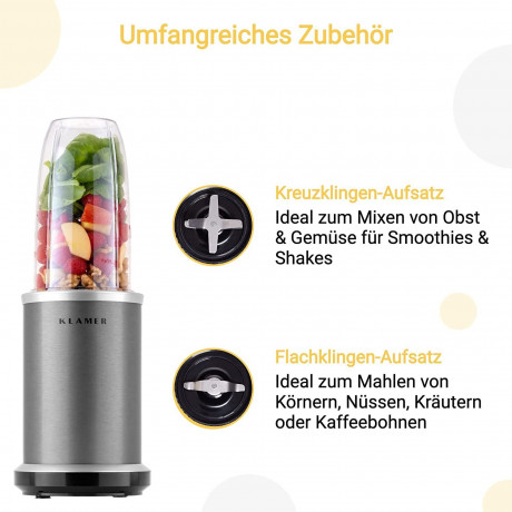 KLAMER KLAMER Smoothie-Maker KLAMER Bullet Mixer 1000 Watt, Smoothie Maker, elektrischer Shake Mix… KLAMER Смузи-мейкер KLAMER Bullet Mixer, 1000 Вт, смузи-мейкер, электрическая смесь для коктейлей…