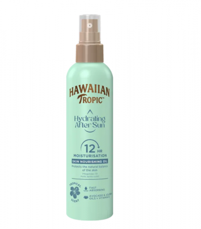 Hawaiian Tropic Hydrating After Sun Oil 150ml, Увлажняющее масло cпрей после загара, с витамином Е, маслом авокадо и жожоба, 12 часов увлажнения, 150мл