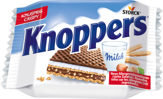 Knoppers Original 24st x 4packs (96st), Вафли для детей и взрослых, порционные вафельные батончики, хрустящие немецкие сладости к чаю, молочно-ореховая начинка, вкус молока и фундука, Набор 4 уп х 24 шт (96 шт х 23,5 )