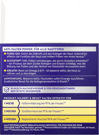 NIVEA Q10 Anti-Falten Power Regenerierende Nachtpflege, 50 ml, Нивеа ночной крем гиалуроновая кислота, пантенол, коэнзим Q10 24ч увлажнение 50 мл