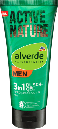 alverde NATURKOSMETIK MEN 3in1 active nature Универсальное Средство для Душа для Мужчин 3 в 1 с Женьшенем для Ежедневного Использования, 200 мл
