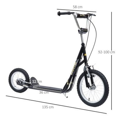 HOMCOM Kinderroller mit Luftbereifung und Handbremse Детский самокат с пневматическими шинами и ручным тормозом