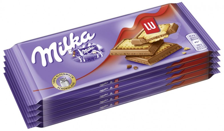 Milka (Милка) Tafelschokolade Alpenmilch Schokolade & LU Kekse 5 шт. по 100 г Упаковка 500 г