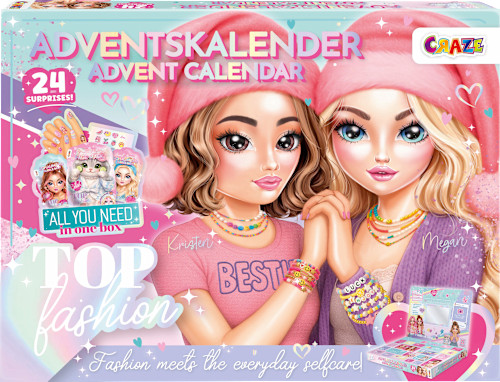 CRAZE Kinder Top Fashion Adventskalender 2026, CRAZE детский бьюти-адвент-календарь с косметикой и модными аксессуарами, 24 сюрприза