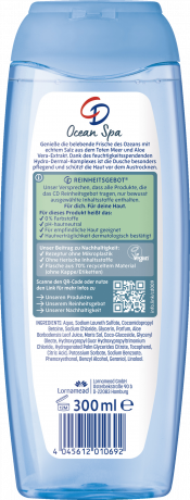 CD Dusche Ocean Spa 300 ml, Гель для душа с солью Мёртвого моря и алоэ вера, 300 мл