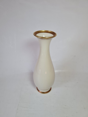 Royal Bavaria KM Белая фарфоровая ваза с золотым ободком 22К, 23 x 7 см, Германия, 1960-70гг.