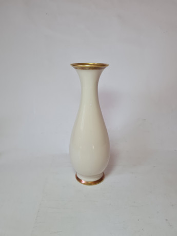 Royal Bavaria KM Белая фарфоровая ваза с золотым ободком 22К, 23 x 7 см, Германия, 1960-70гг.