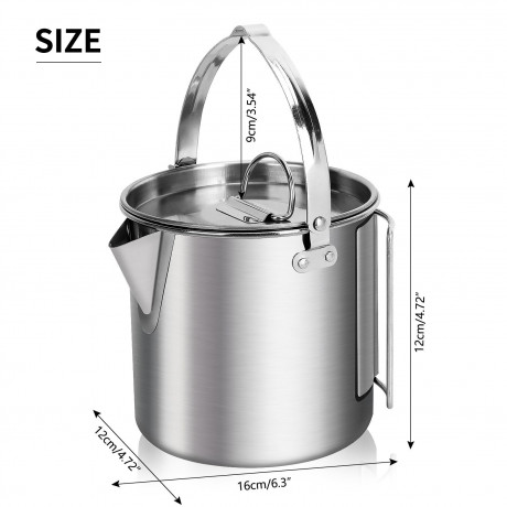 farfi Reise-Wasserkocher 1,2 l tragbarer Outdoor-Camping-Wasserkocher mit Klappgriff, Edelstahlgehause  Farfi Дорожный чайник 1,2 л Портативный уличный походный чайник со складной ручкой Корпус из нержавеющей стали