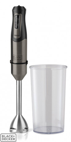 Black & Decker Black  Decker Stabmixer Stabmixer 1000W Turbo Funktion Anti Fingerprint 20 Leistungsstufen, 1000 W, 20 Leistungsstufen + Turbo-Funktion, 4 hochwertige Edelstahlmesser  Ручной блендер Black Decker Ручной блендер 1000 Вт турбо-функция против 