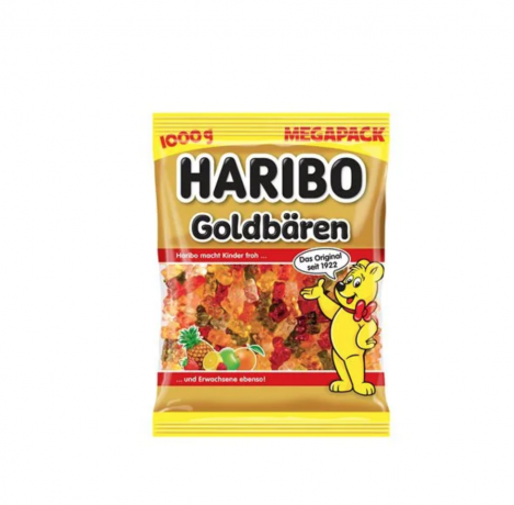 Haribo Goldbaren 1kg x 3st, Жевательный мармелад, пакет, фруктовый мармелад мишки ассорти, мягкая текстура, без искусственных, Набор 1кг x 3шт 