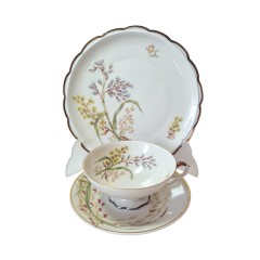 Rherinnfale Bavaria Чайное трио &quot;Ветка мимозы&quot;, позолота, ручная роспись, Германия, 1960-70гг.