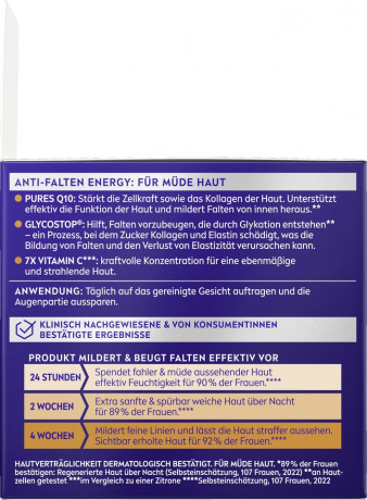 NIVEA Q10 Energy Anti-Falten Energy Vitamin C Nachtpflege, 50 ml, Нивеа ночной крем пантенол, витамин E, витамин C против морщин 50 мл