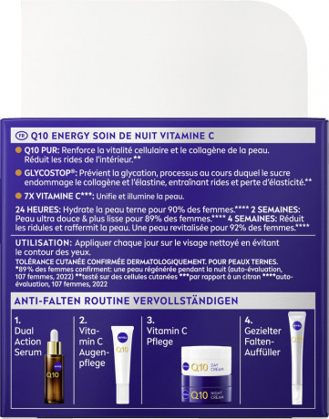 NIVEA Q10 Energy Anti-Falten Energy Vitamin C Nachtpflege, 50 ml, Нивеа ночной крем пантенол, витамин E, витамин C против морщин 50 мл
