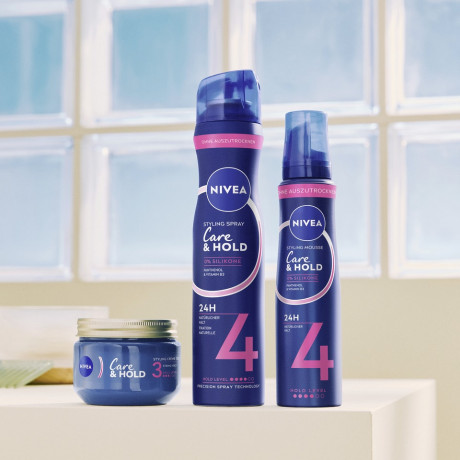NIVEA Pflege & Halt Styling Creme Gel, 150 ml, Нивеа Крем-гель для укладки волос, пантенол и витамин B3, естественный вид и сильная фиксация, 150 мл