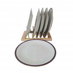 Набор тарелок винтажных PMR Jager &amp; Co Bavaria, белый фарфор с золотисто-голубым узором, 6 шт х 24 x 2,5см, Германия, 1960-70гг.