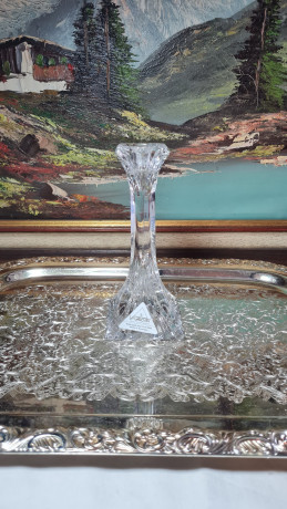 Подсвечник винтажный La Galleria с декором, хрусталь, 17,5 x 7 см, Германия, 1960-70гг.