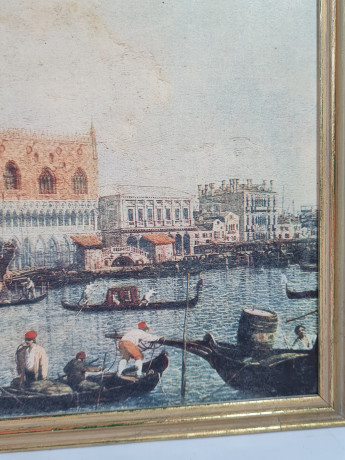 Картина винтажная W.Welker Heidelberg "Вид на Дворец дожей в Венеции", деревянная рама, 40,5 x 25,5 см, Германия, 1960-1970гг.