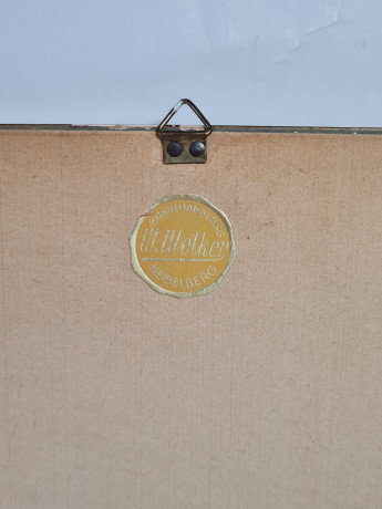 Картина винтажная W.Welker Heidelberg "Вид на Дворец дожей в Венеции", деревянная рама, 40,5 x 25,5 см, Германия, 1960-1970гг.