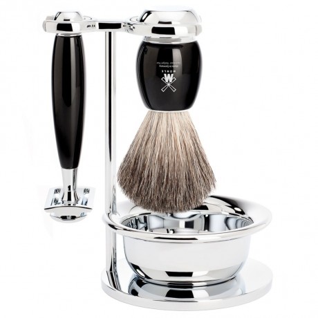 Muhle VIVO 4-tlg. Rasierset, Hobel, Griffe Edelharz schwarz ВИВО 4 шт. Бритвенный набор, рубанок, ручки из высококачественной смолы черного цвета