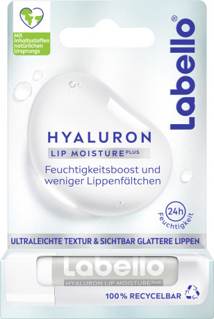 Labello Hyaluron Lip Moisture Plus, Бесцветный бальзам для губ с гиалуроновой кислотой и миндальным маслом для увлажнения и мягкости, 4,8 г