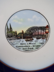 Тарелка винтажная PM &quot;Мост в Кельне&quot;, фарфор, 15.5 см, Германия, 1960-70гг.