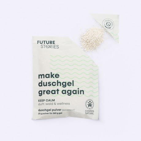 FUTURE STORIES Vorteilskit 3er Set Duschgel Pulver Wald & Wellness inkl. Pumpspender Комплект Advantage Kit из 3 порошковых гелей для душа Forest & Wellness, включая дозатор с помпой