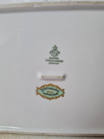 Шкатулка винтажная Tirschenreuth Bavaria P.T с позолотой, прямоугольная, фарфор, 14 x 11,5 см, Германия, 1960-70гг.