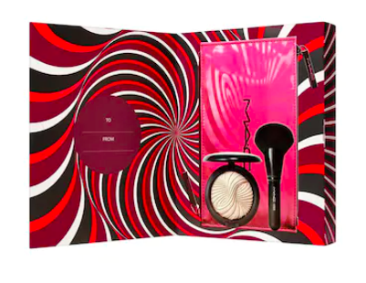 MAC Hypnotizing HolidayTrick of the Light Extra Dimension Skinfinish Kit, МАК Набор для макияжа лица Хайлайтер с эффектом сияния+Кисть+Косметичка