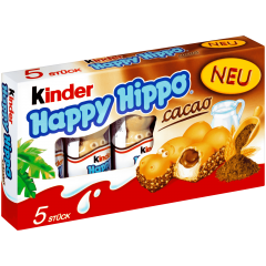 Kinder Happy Hippo Cacao 5 Riegel Вафельные трубочки с молочным кремом и какао, 103,5 г