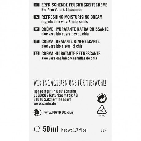 Sante FEUCHTIGKEITSCREME BIO-ALOE VERA & CHIASAMEN  УВЛАЖНЯЮЩИЙ КРЕМ С ОРГАНИЧЕСКИМ АЛОЭ ВЕРА И КИАЗЕ