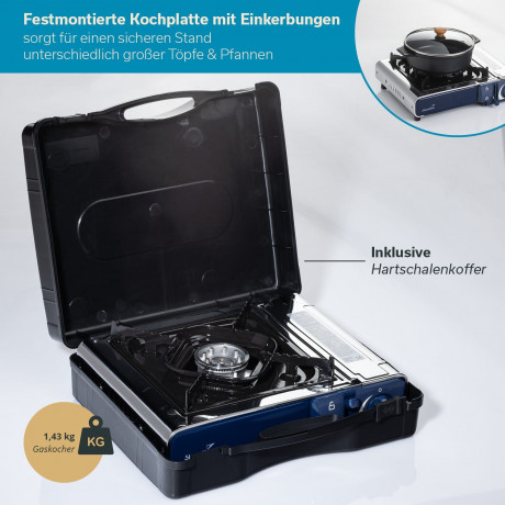 Skandika Skandika Gaskocher Brann 1-flammig, (1-St), robuster Campingkocher fur Gaskartuschen MSF-1A 227 g, Edelstahl  Газовая плита Skandika Brann 1 пламя, (1 шт.), прочная походная плита для газовых баллончиков MSF-1A 227 г, нержавеющая сталь