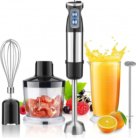 IBETTER IBETTER Stabmixer, Stabmixer Edelstahl Set 800-1000 W- Purierstab 12 Stufen, mit Schneebesen, Standmixer Aufsatz, Zerkleinerer, 600 ml Mixbecher Schwarz ( 800W 5 in 1) Ручной блендер IBETTER, набор ручного блендера из нержавеющей стали 800-1000 В