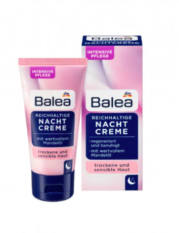 Balea Nachtcreme Reichhaltig, Бале Крем ночной для лица для чувствительной кожи с миндальным маслом и провитамином B5, 50мл