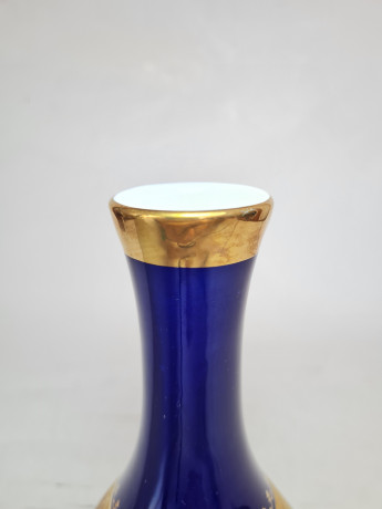 Ваза винтажная Royal KPM Bavaria, кобальт, темно-синий фарфор с золотым декором, 20 x 9 см / 3 см, Германия, 1960-70гг.
